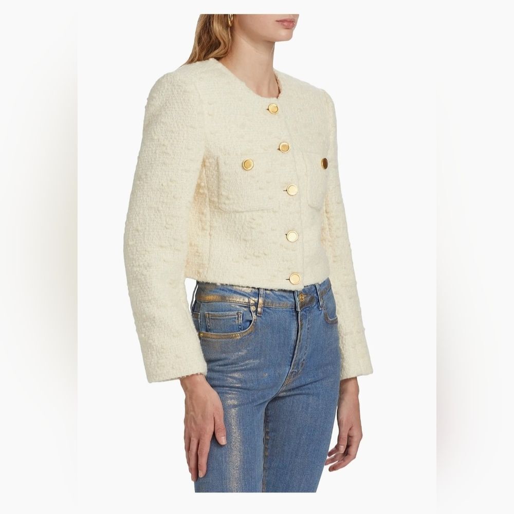 Frame Cropped cotton-blend bouclé-tweed jacket In Cream - Picture 6 of 17